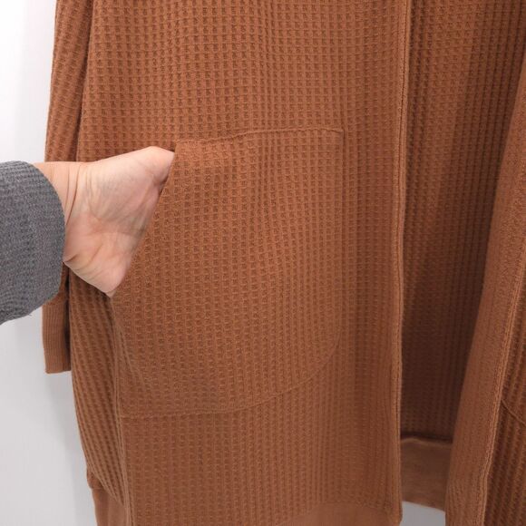 Belle by Kim Gravel Waffle Knit Hooded Cardigan Size 1X Pockets rust orange - Picture 4 of 10